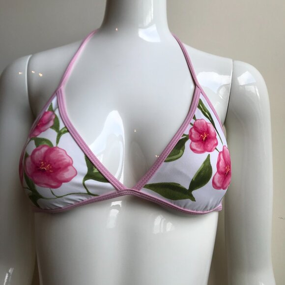 Billabong white & rose floral pink trim bikini set - Picture 3 of 8